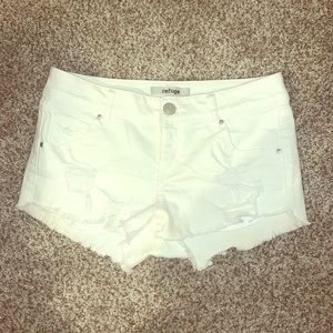 White jean shorts